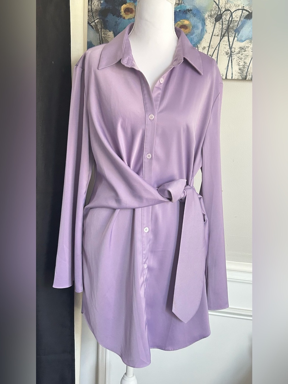 Cider Lavender Long Sleeve Fit-and-Flare Dress